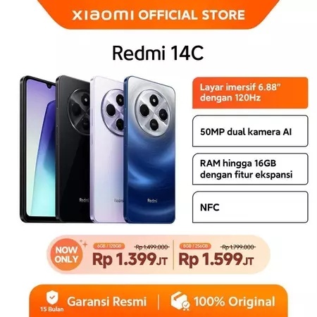 Xiaomi Redmi 14C (6GB/128GB) (8GB/256GB), rekomendasi HP murah mulai Rp1 jutaan yang patut untuk menjadi pertimbangan (Shopee/Xiaomi Official Store)