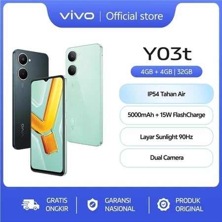 vivo Y03t (4+32), rekomendasi HP murah mulai Rp1 jutaan yang patut untuk menjadi pertimbangan (Shopee/vivo Official Store)