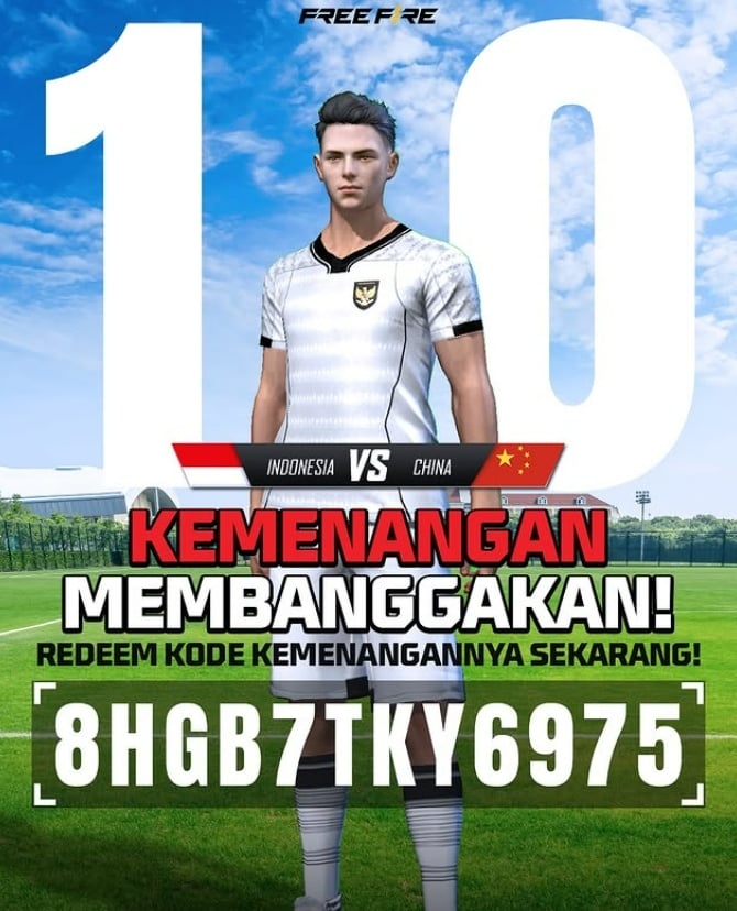 Kode redeem FF terbaru 7 Juni 2025. Hadiah spesial Timnas Indonesia. (Instagram)