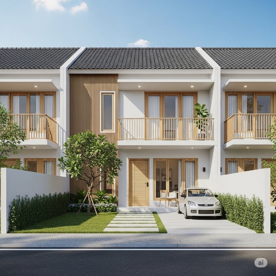 Desain Rumah Minimalis 2 Lantai Bernuansa Scandinavian. [Gemini AI]