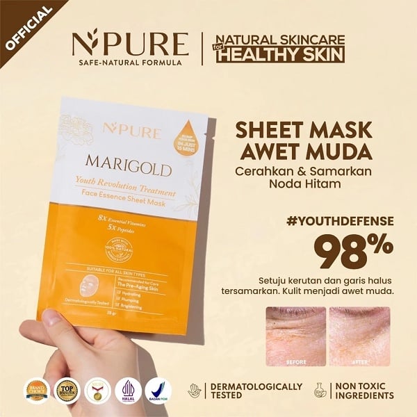 Sheet mask mengandung vitamin C.