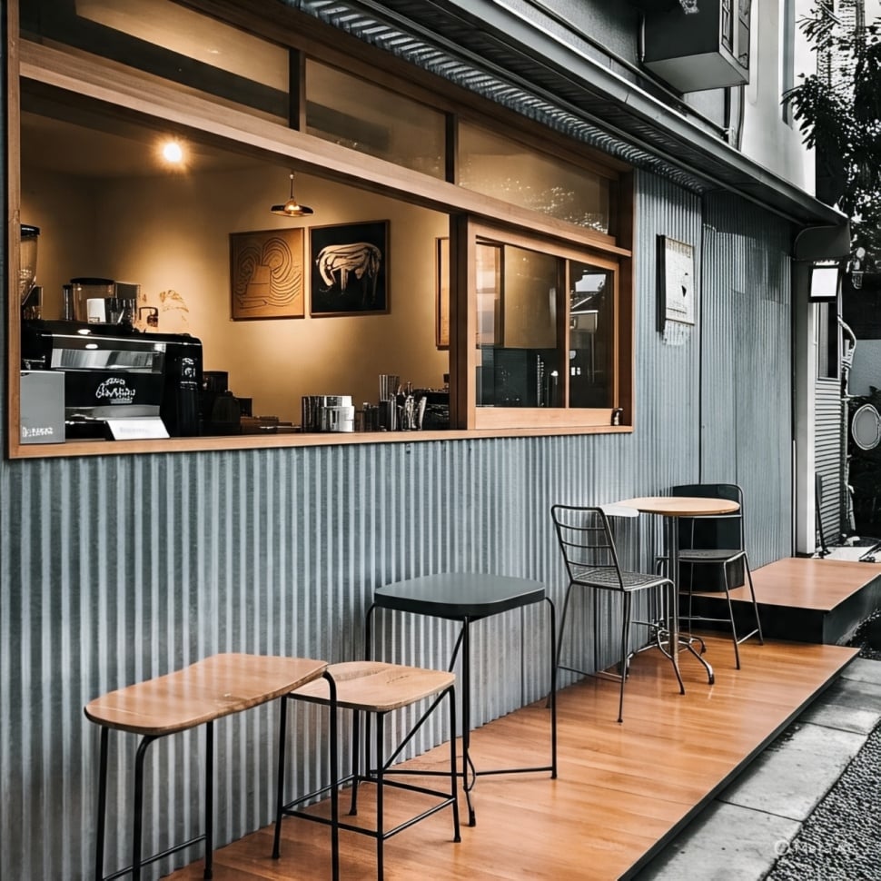 desain warung kopi depan rumah (Meta AI)