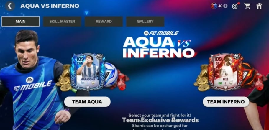 Aqua vs Inferno. (YouTube EA SPORTS FC MOBILE)