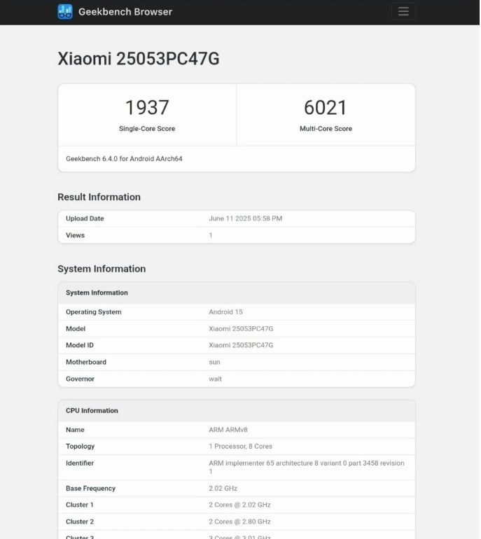 POCO F7 muncul di platform benchmark. (Geekbench)