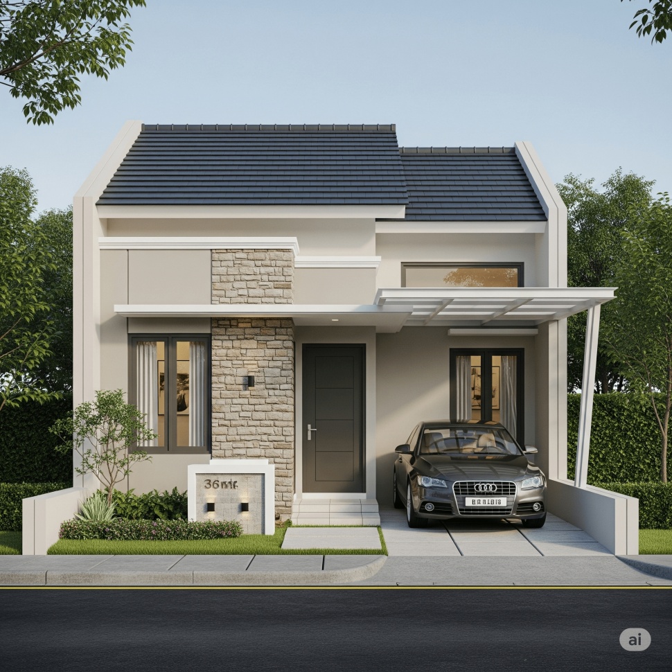 desain rumah subsidi minimalis tipe 36 (Gemini)