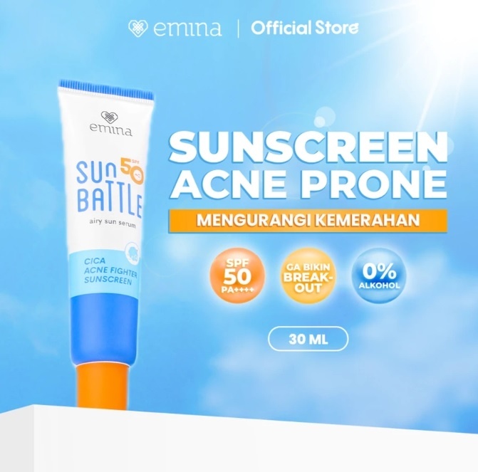 Emina Sun Battle SPF 50 PA++++ Cica Acne Fighter Sunscreen (Shopee)