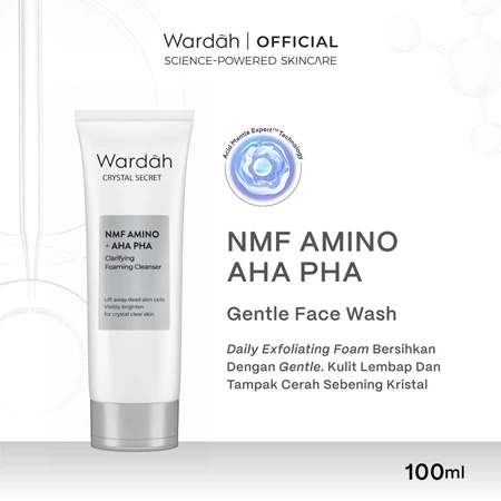 Wardah Crystal Secret NMF Amino + AHA PHA Clarifying Foaming Cleanser (Shopee/Wardah Official Shop)