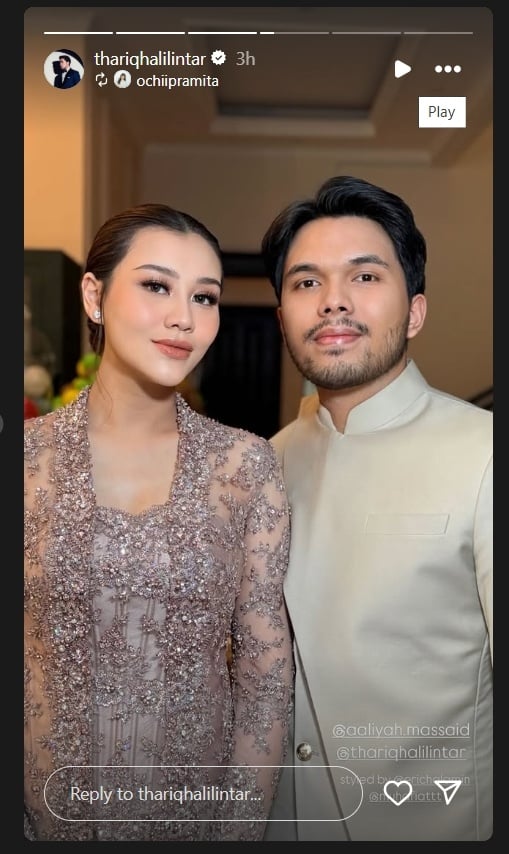 Penampilan Thariq Halilintar dan Aaliyah Massaid di acara pernikahan Al Ghazali dan Alyssa Daguise. [Instagram/@thariqhalilintar]