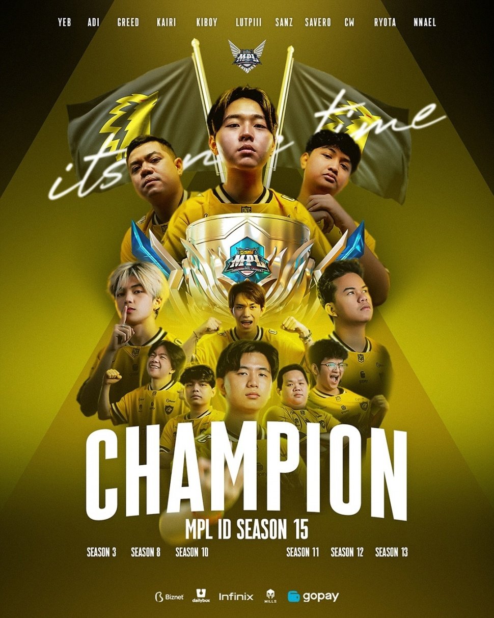 ONIC jadi juara MPL ID Season 15. (Instagram ONIC)