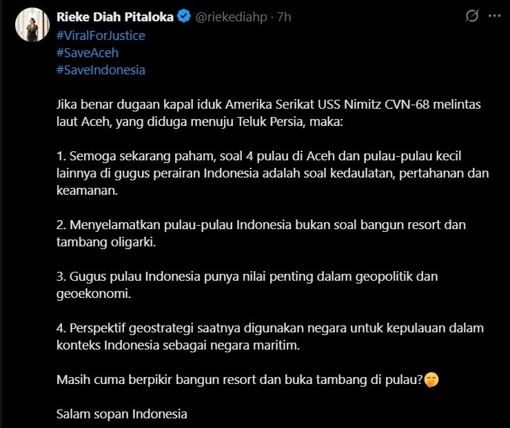 Cuitan Rieke Diah Pitaloka.