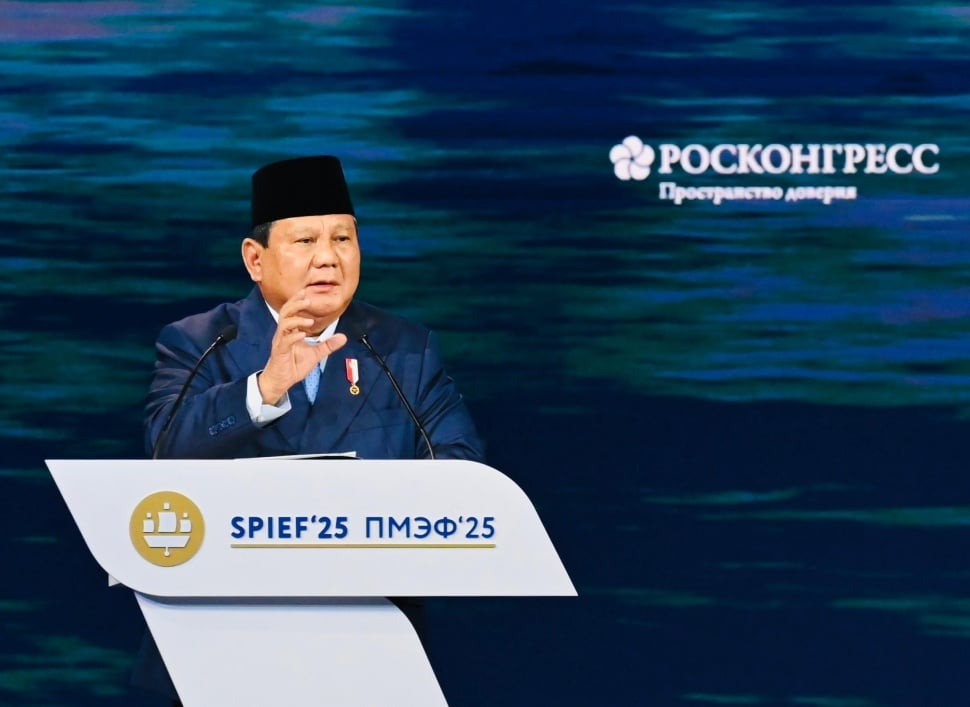 Presiden Prabowo Subianto berpidato pada acara Forum Ekonomi Internasional St. Petersburg (SPIEF) 2025 di Rusia. [Foto: Biro Pers Sekretariat Presiden]