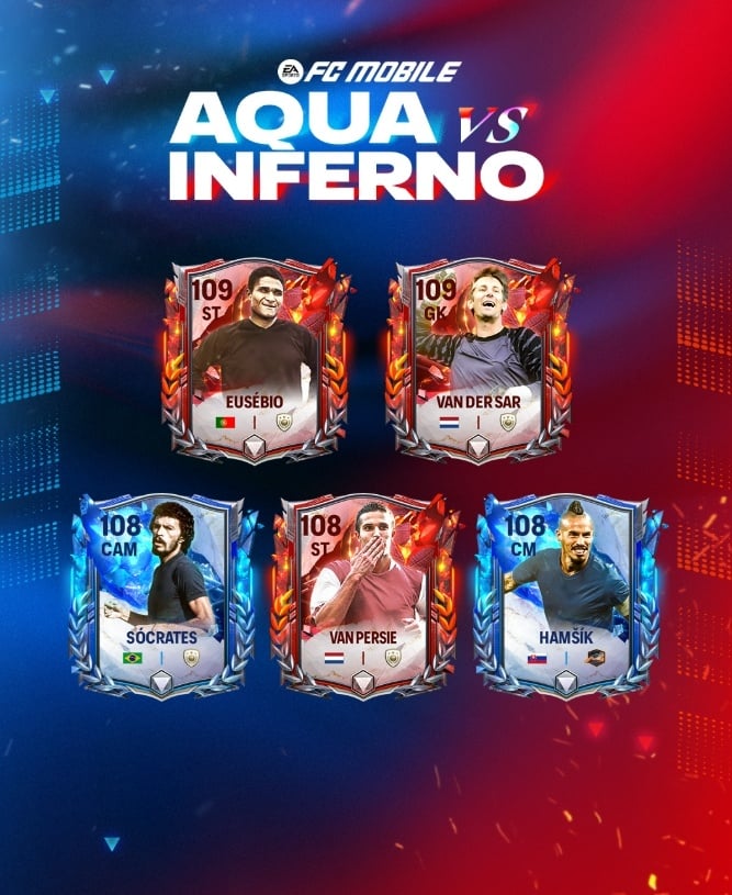 Pemain Aqua vs Inferno OVR tinggi di FC Mobile. (ist)