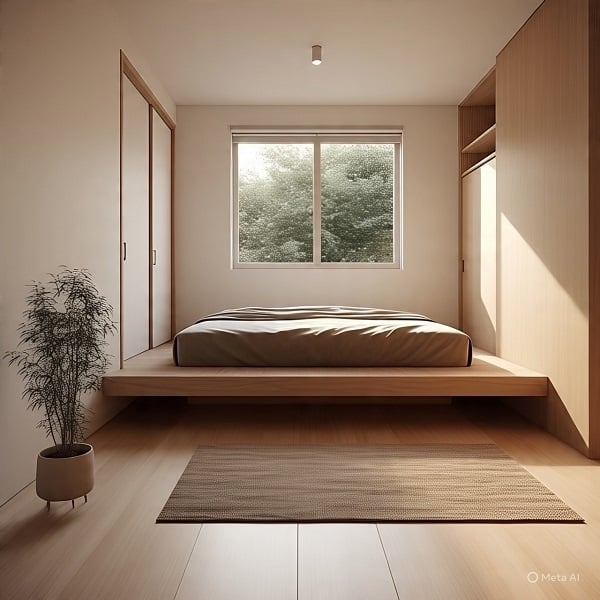 Inspirasi desain kamar minimalis ukuran 3x3. (Dibuat dengan Gemini AI)