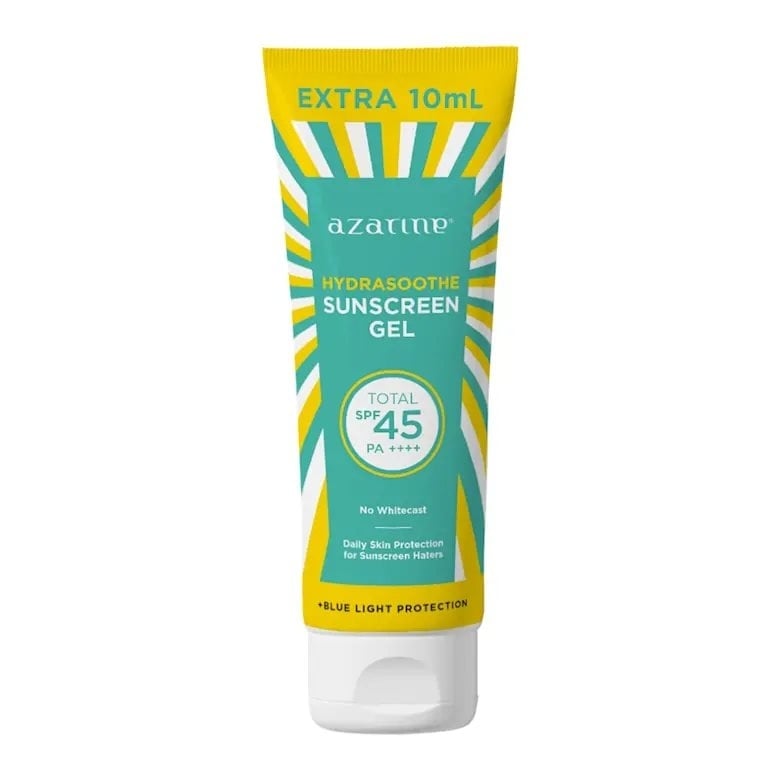 Sunscreen murah isi banyak, Azarine Hydrashoothe Sunscreen Gel SPF 45 PA++++ 110 ml. (azarinecosmetic.com)