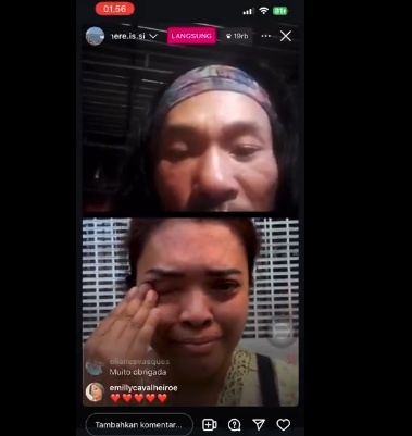 Potongan video percakapan Agam Rinjani saat dengan keluarga Juliana Marins saat melakukan live Instagram. Juliana adalah turis asal Brasil yang tewas dalam pendakian di Gunung Rinjani. Agam merupakan salah satu relawan yang mengevakuasi korban. (tangkapan layar/ist)