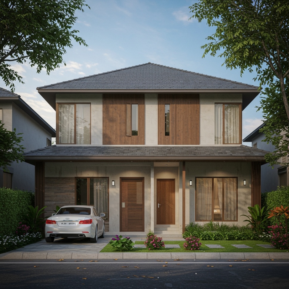 Desain 7x10 gaya minimalis kontemporer. (Gemini AI)