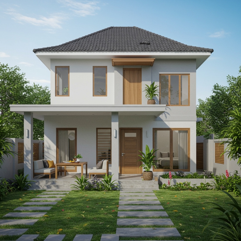 Desain 7x10 dengan 3 kamar tidur. (Gemini AI)