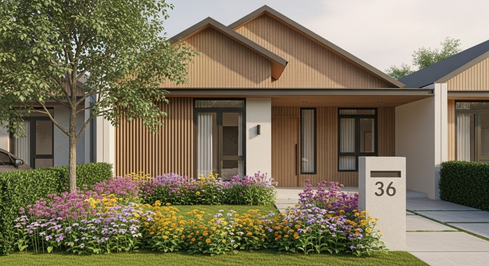 desain rumah type 36 minimalis dengan sentuhan kayu (Google AI)
