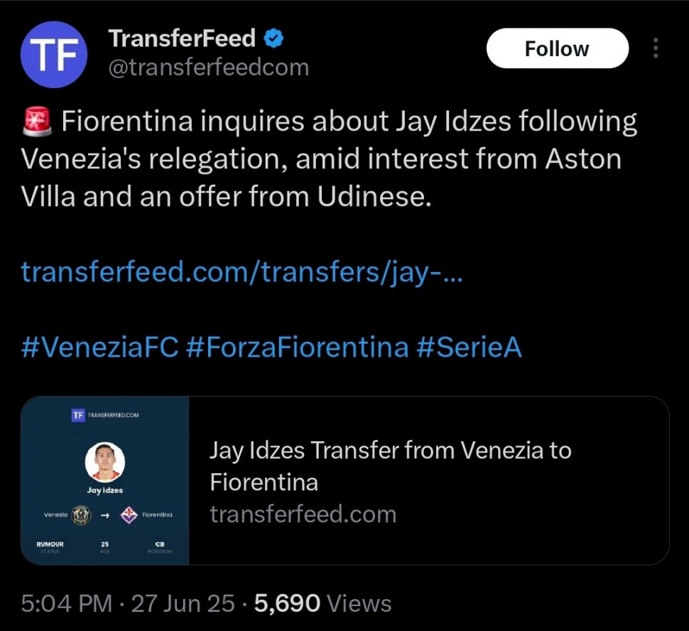 Kapten timnas Indonesia, Jay Idzes dirumorkan dengan Aston Villa. (X/@transferfeedcom)