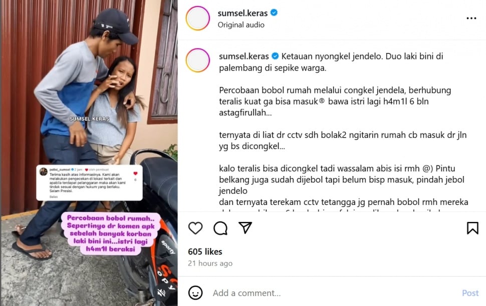 pasutri di Palembang viral membobol rumah
