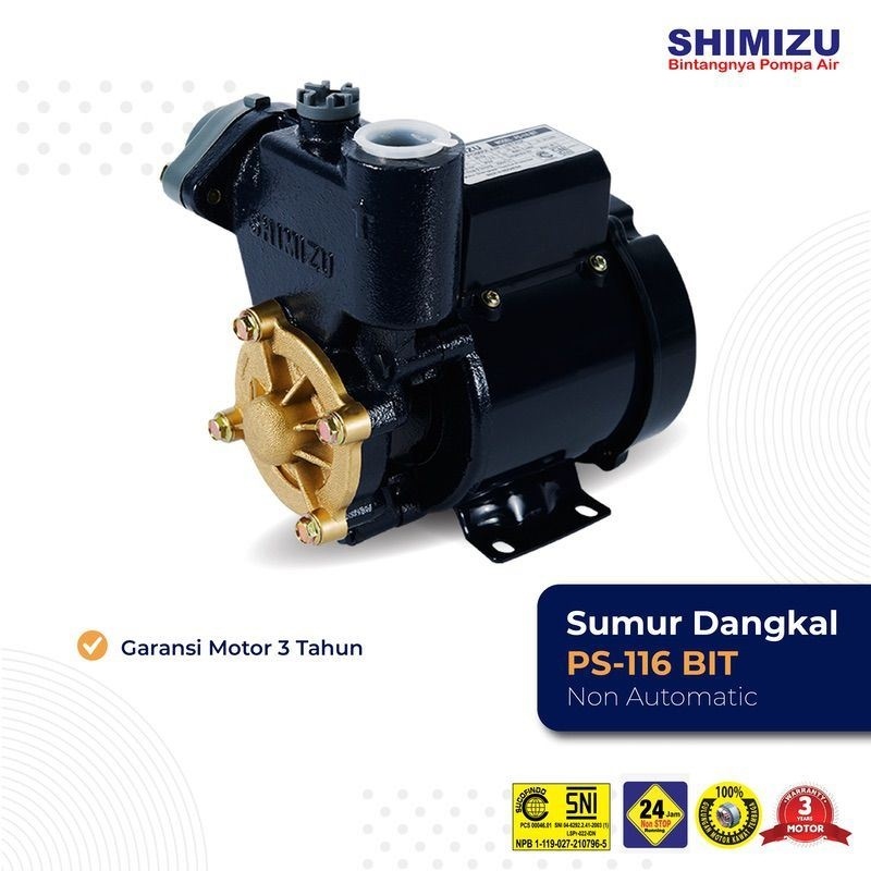 Pompa air sumur dangkal, Shimizu PS-116 Bit. (shimizu.co.id)