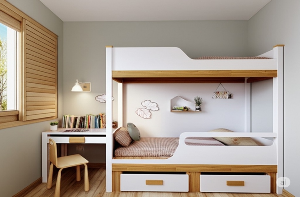 Ilustrasi desain kamar anak. (Dibuat dengan Google AI Studio)