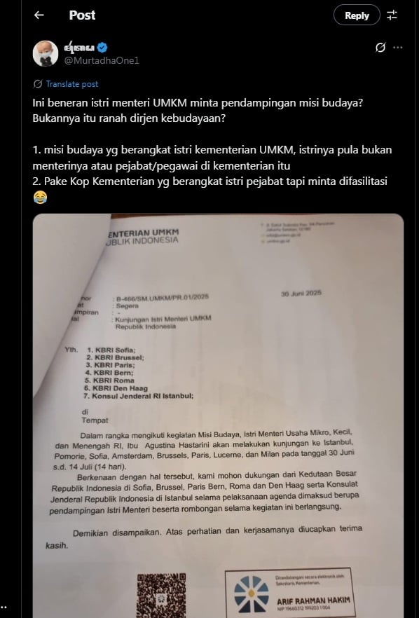 Surat Kementerian UMKM.