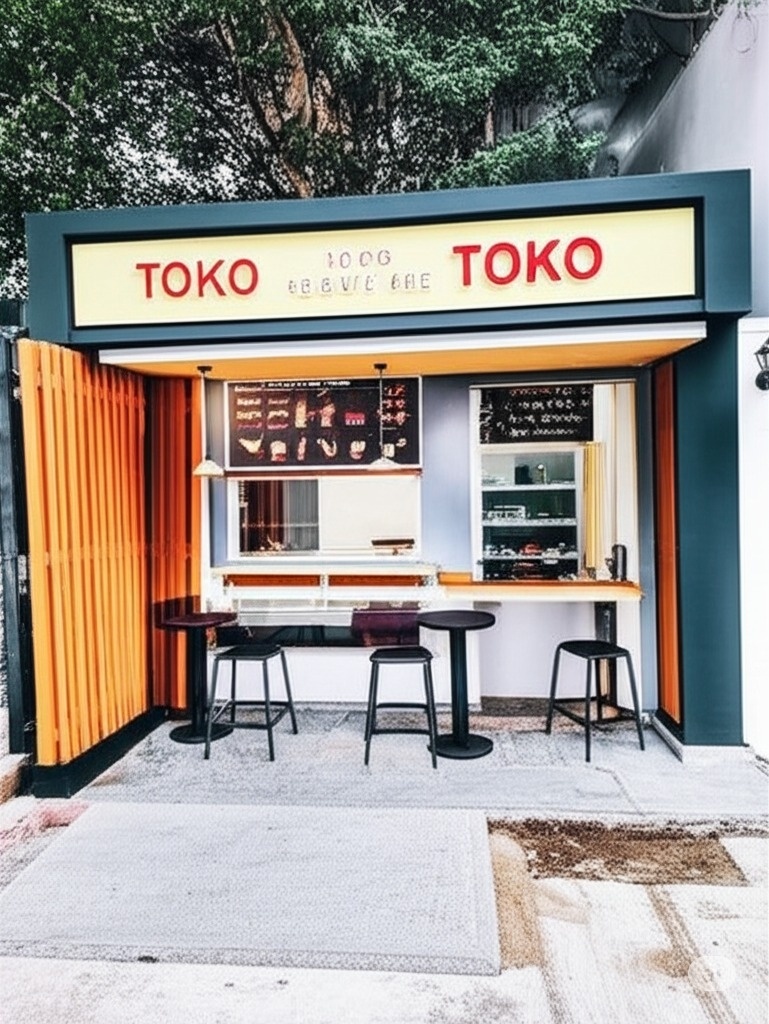 inspirasi desain toko kecil depan rumah untuk usaha. (Dibuat dengan Google AI Studio)