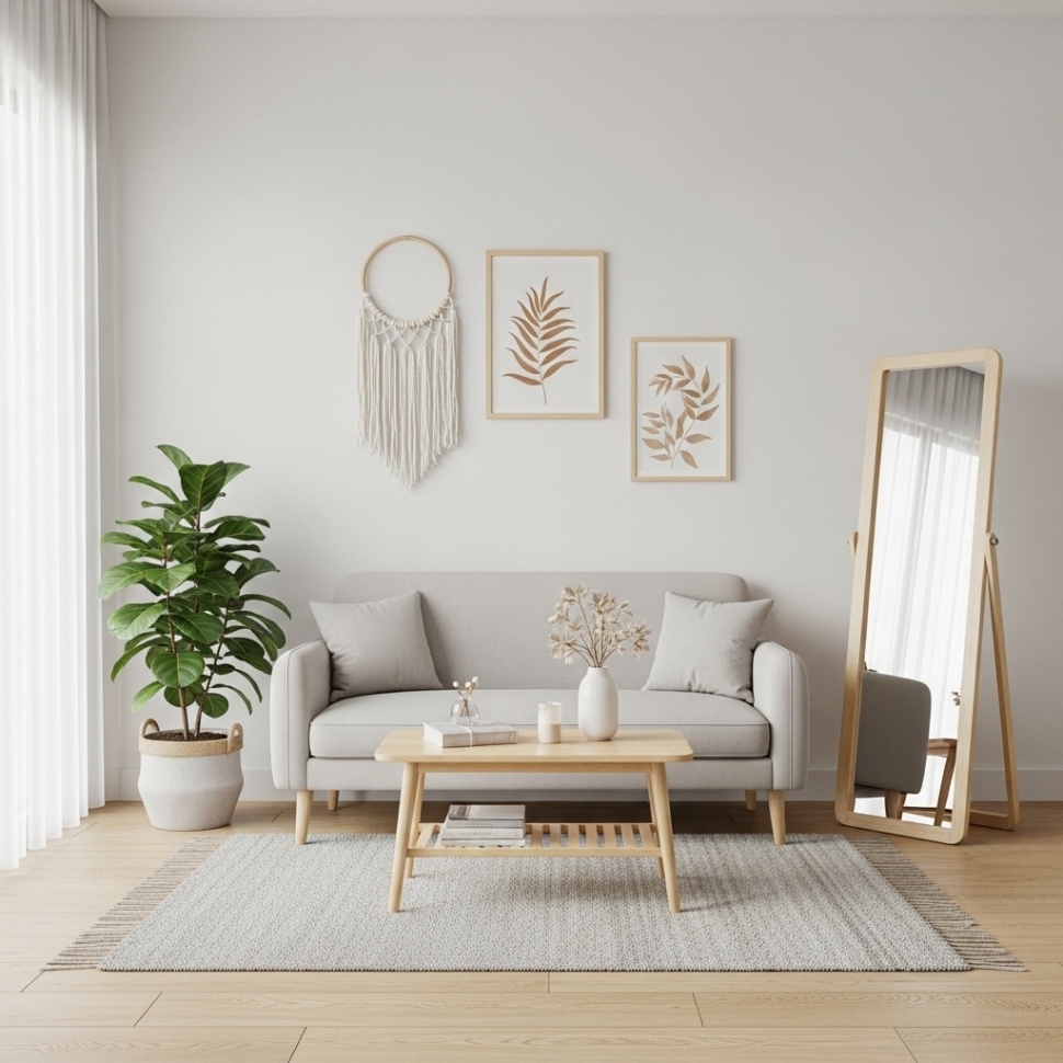 Ide desain ruang tamu minimalis [Google AI Studio]