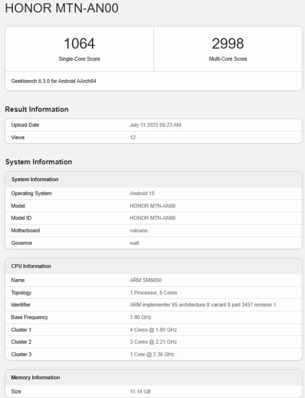 Honor X70 muncul di platform benchmark. (Geekbench)