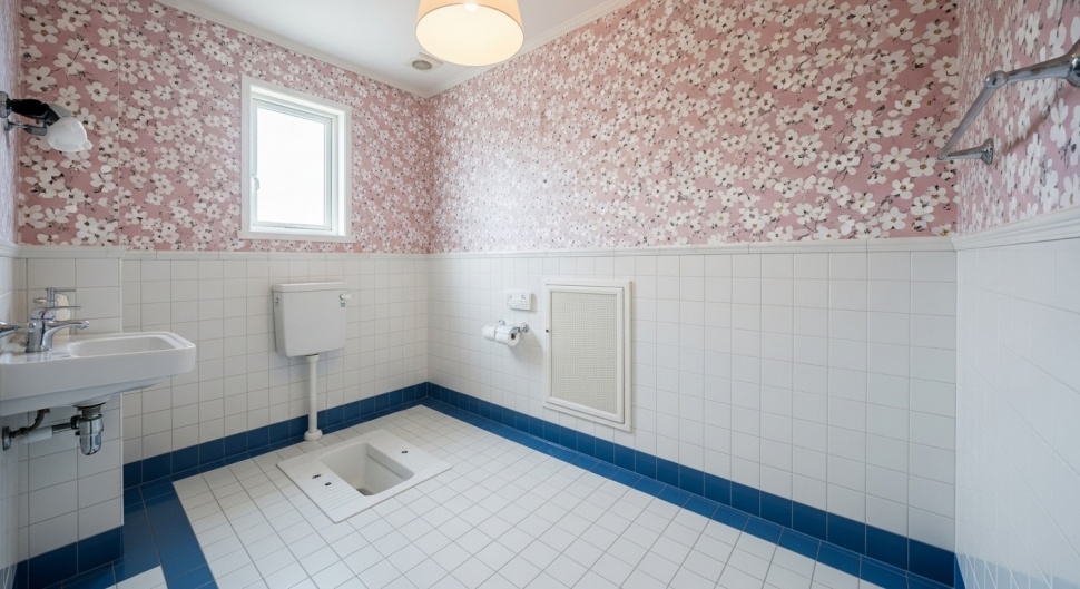 desain kamar mandi WC jongkok bergaya klasik vintage (Google AI)