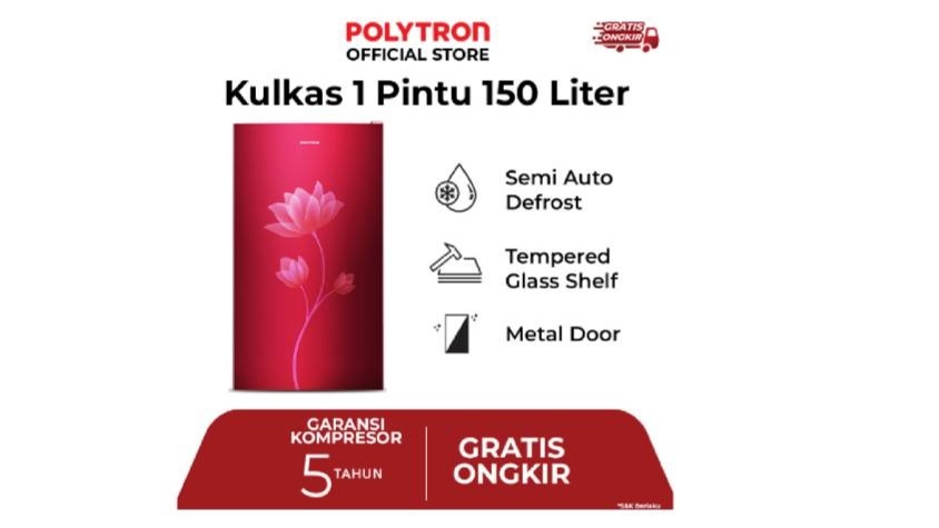 Polytron Kulkas 1 Pintu Metallic Series 150 Liter - PRB 159R