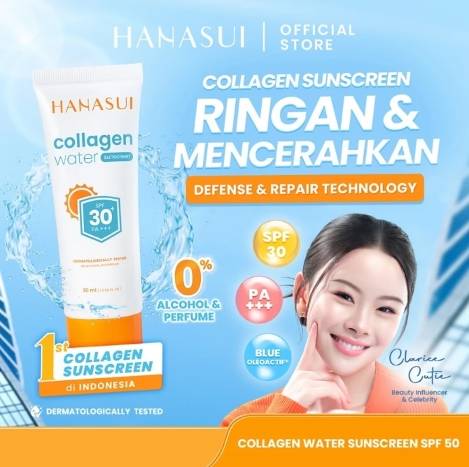 Hanasui Collagen Water Sunscreen SPF 30 (Shopee)