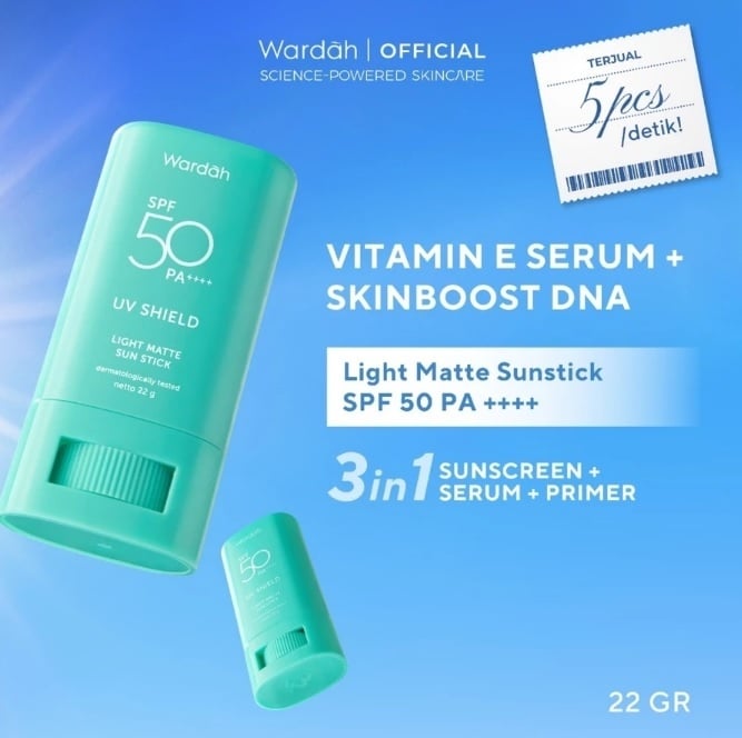 WARDAH UV Shield Light Matte Sun Stick SPF 50 PA +++ (Shopee)