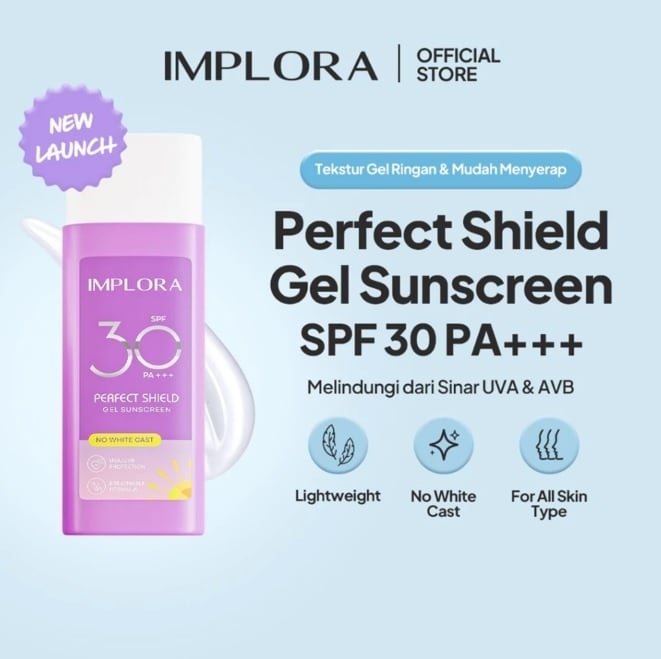 Implora Perfect Shield Gel Sunscreen SPF 30 PA+++ (Shopee)