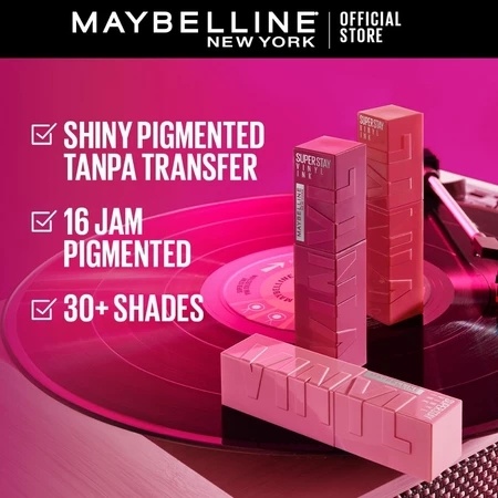 Maybelline Superstay Vinyl Ink Shiny Pigmented Liquid Lipstick, rekomendasi lip product dari Maybelline (Shopee/Maybelline Indonesia Official Store)