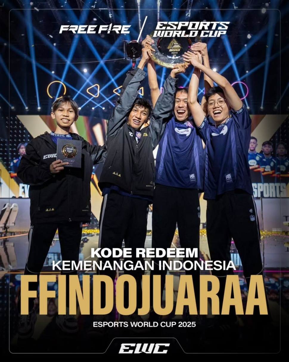 Kode redeem FF untuk merayakan kemenangan tim Indonesia di EWC 2025 (Instagram/ff.esports.id)
