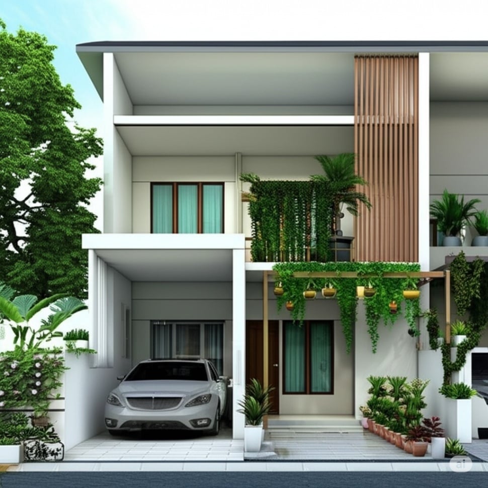 Inspirasi desain rumah di gang sempit. (Dibuat dengan Google AI Studio)