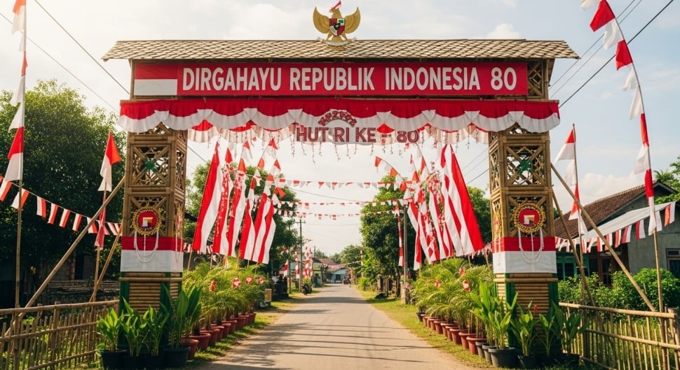 ide desain gapura kampung untuk lomba 17 Agustus 2025 hemat biaya (Google AI)