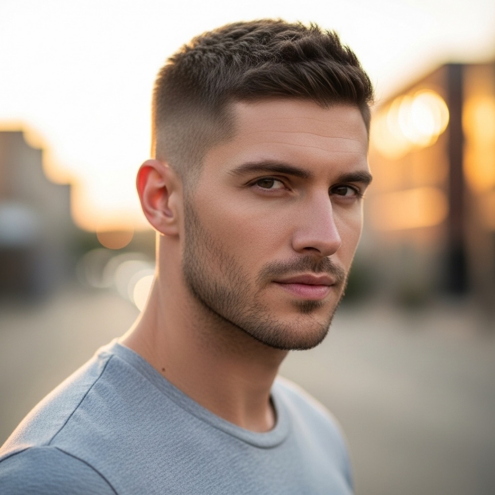gaya rambut pria crew cut [AI]