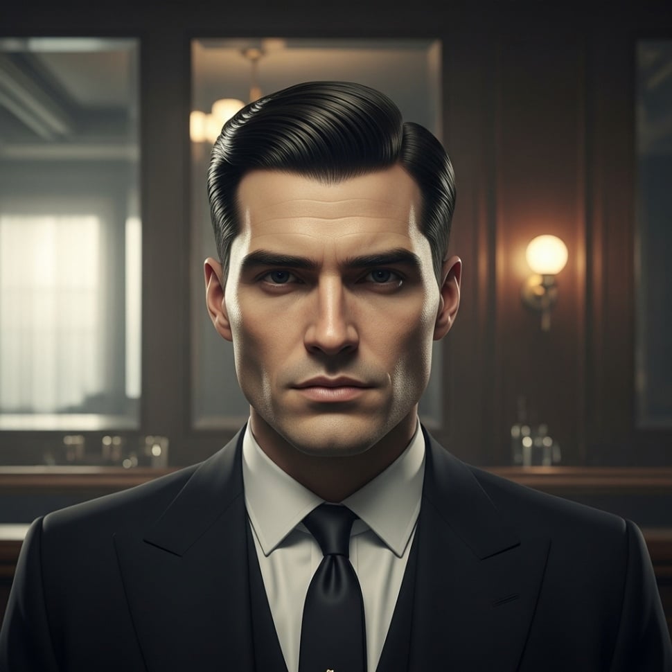 gaya rambut pria slicked-back [AI]