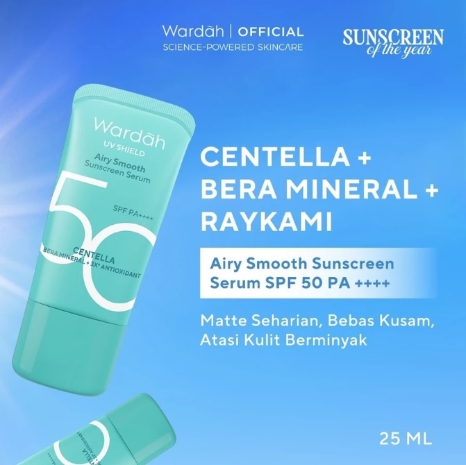 Wardah UV Shield Airy Smooth Sunscreen Serum SPF50 PA++++ (Shopee)