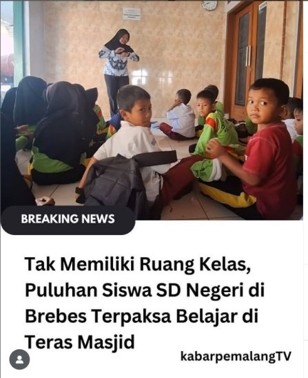 Tangkapan layar Siswa SD Negeri di Brebes. [Instagram]