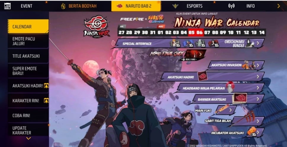 Kalender event di FF dan FF Max. (ist)