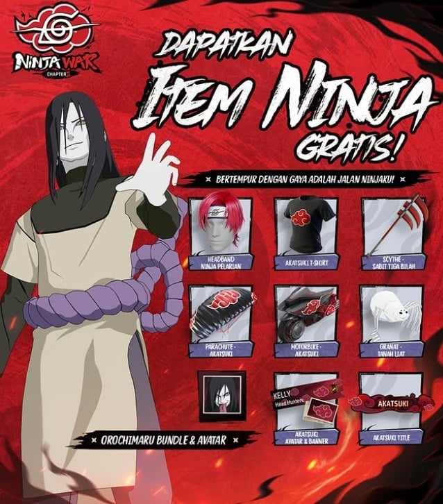 Skin dan item Akatsuki gratis di FF dan FF Max. (ist)