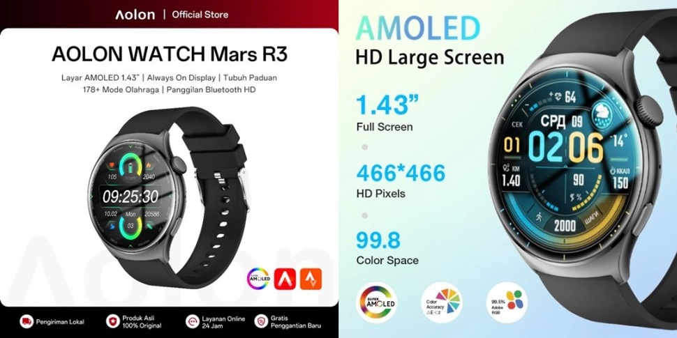 Jam tangan lari dengan fitur penghitung kalori. (Shopee)