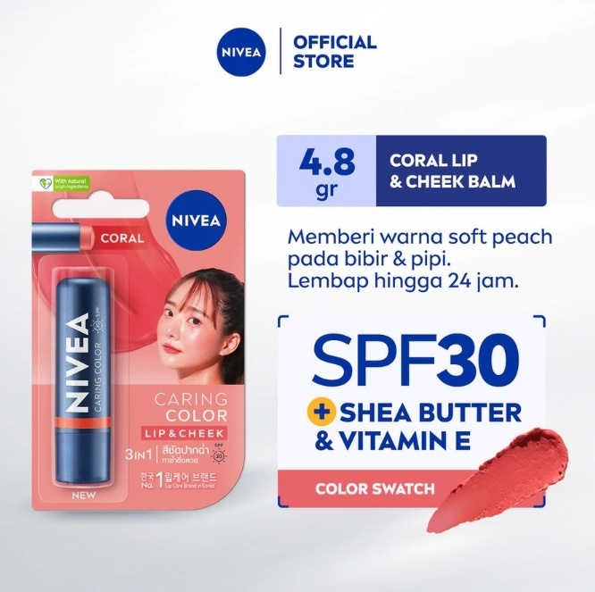 NIVEA Lip Balm Caring Color (Shopee)