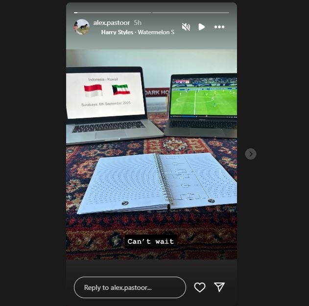 Asisten pelatih Timnas Indonesia, Alex Pastoor menganalisis permainan Kuwait yang akan jadi lawan skuad Garuda pada September 2025 mendatang. (IG Alex Pastoor)