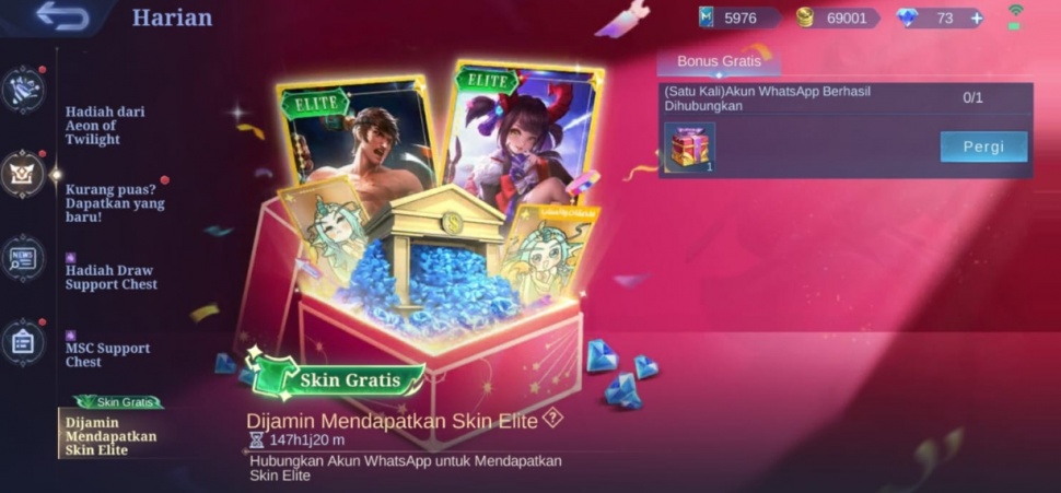 Skin gratis jenis Elite di MLBB. (Suara.com/ Rezza Rachmanta)