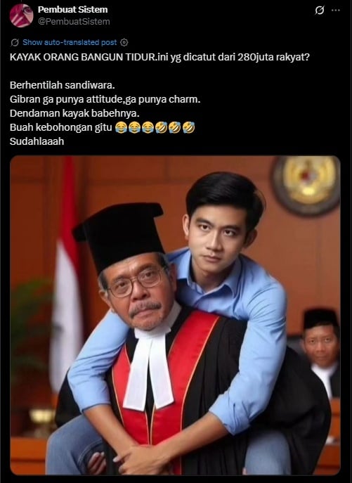 Momen Gibran tak salami AHY jadi meme. (X)
